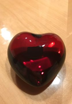 Baccarat Ruby Puffed Heart Lead Crystal Paperweight