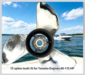 Yamaha Outboard Engines Motor Prop, 3 Blades Stainless Steel Boat Propeller, 13.25x17, 15 Spline