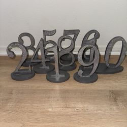 Wood Table Number 1-20 Sparkly Silver 