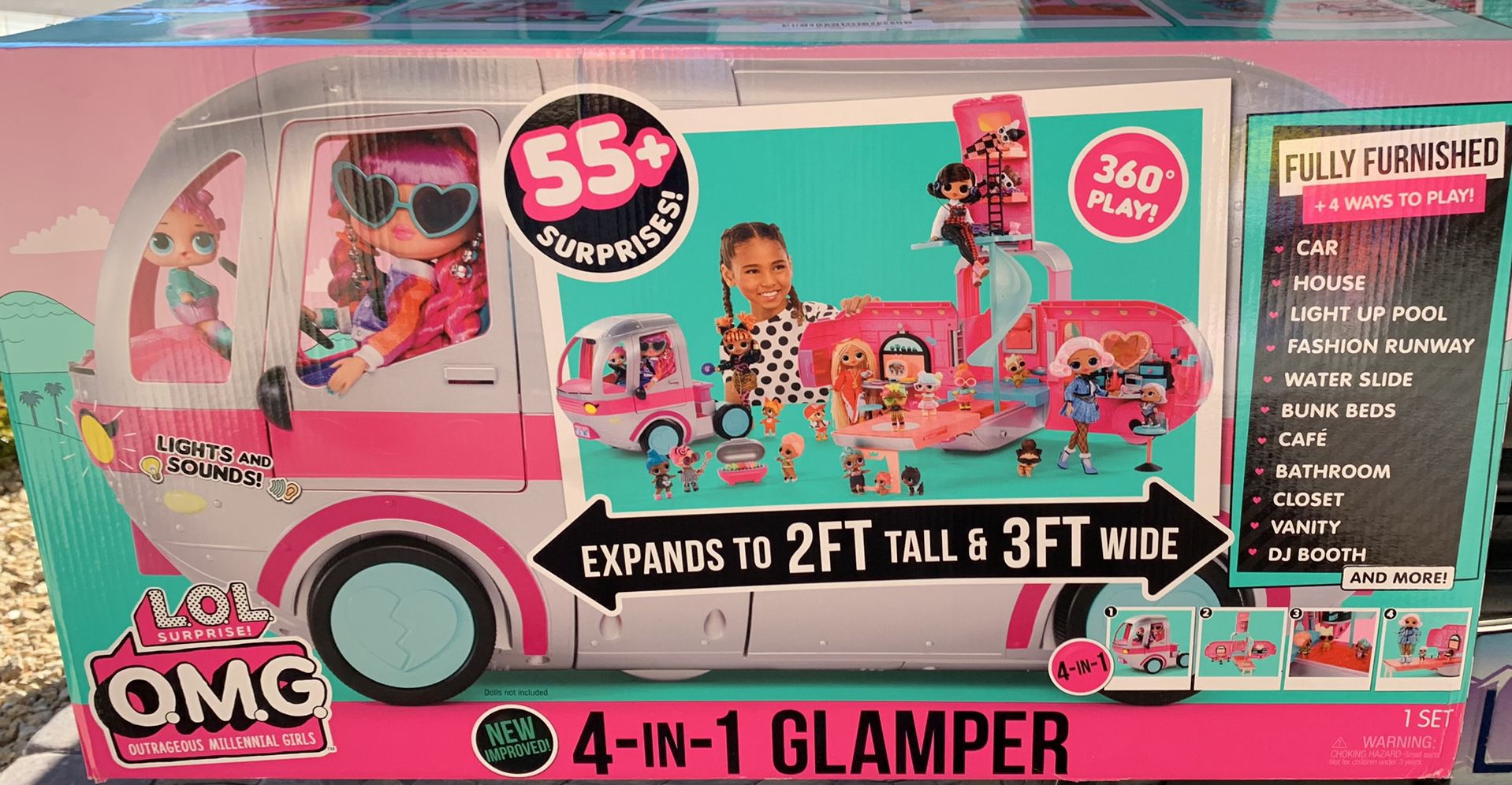 New L.O.L. LOL Surprise OMG 4-in-1 Glamper  Camper Doll Playset with 55+ Surprises