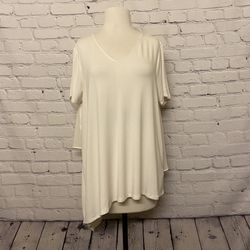Lisa Rinna V-Neck Top w/ Chiffon Back Detail Ivory Size Medium New