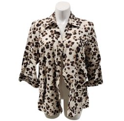 JM Collection Woman 16W Brown and Cream Animal Print Blouse