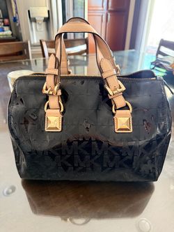 Michael Kors Black Patent Monogram Satchel