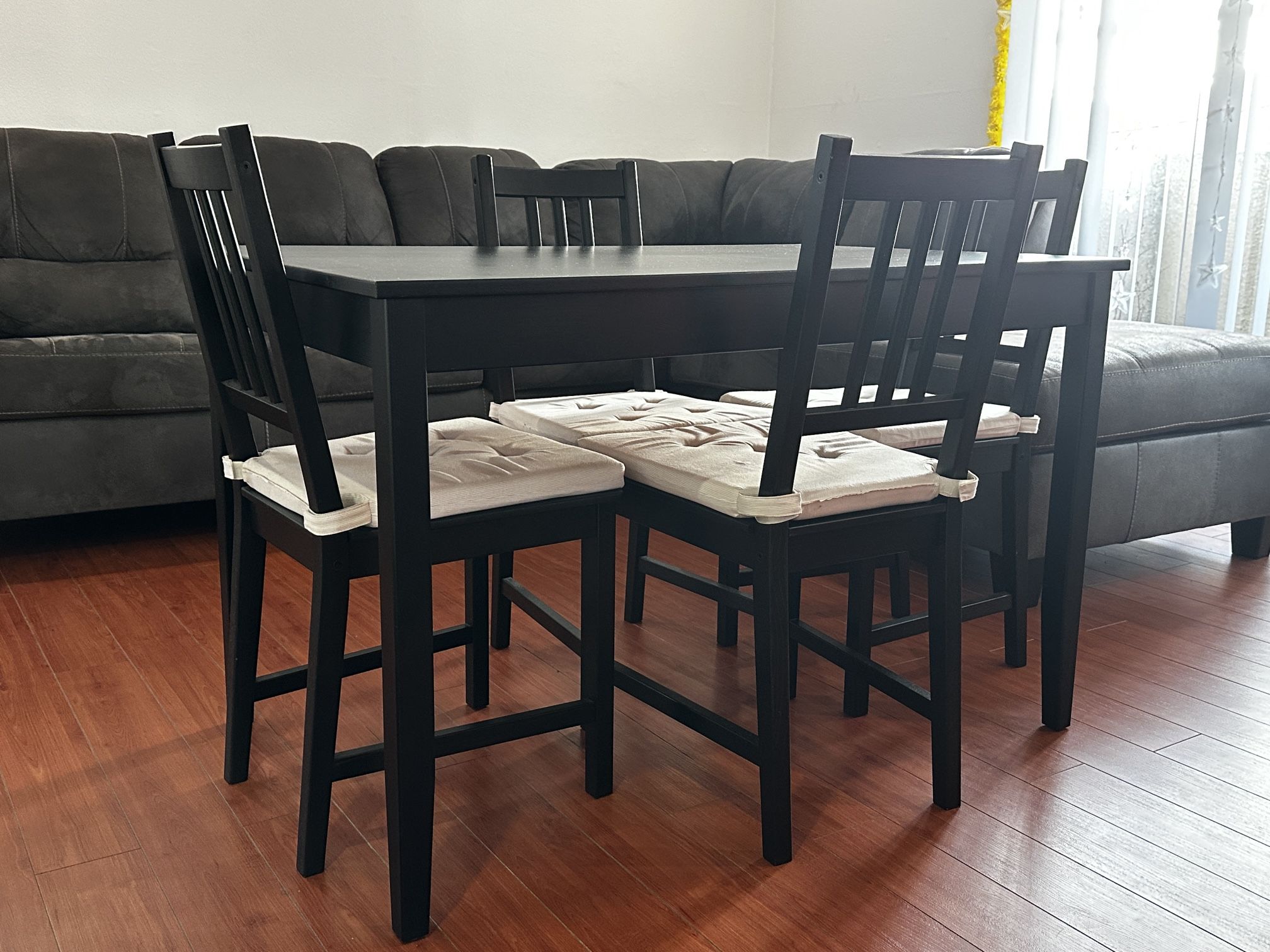 IKEA Dining Table + 4 Chairs with Cushions – Like New
