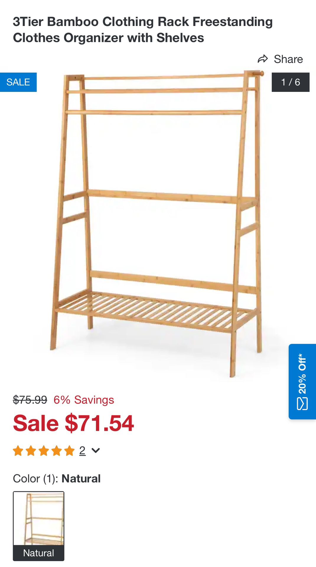 New Bamboo Clothing Rack With Storage Shelves