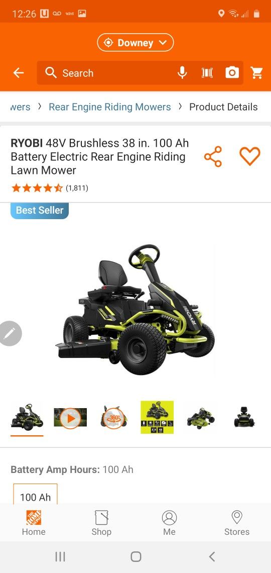 Ryobi 48 Volt Riding Mower