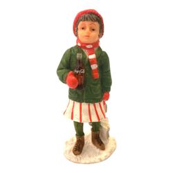 Vintage 1992 Town Square Coca Cola Collectible - "After Skating" Christmas Girl #7940