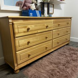 Natural Wood Dresser With Night Stand