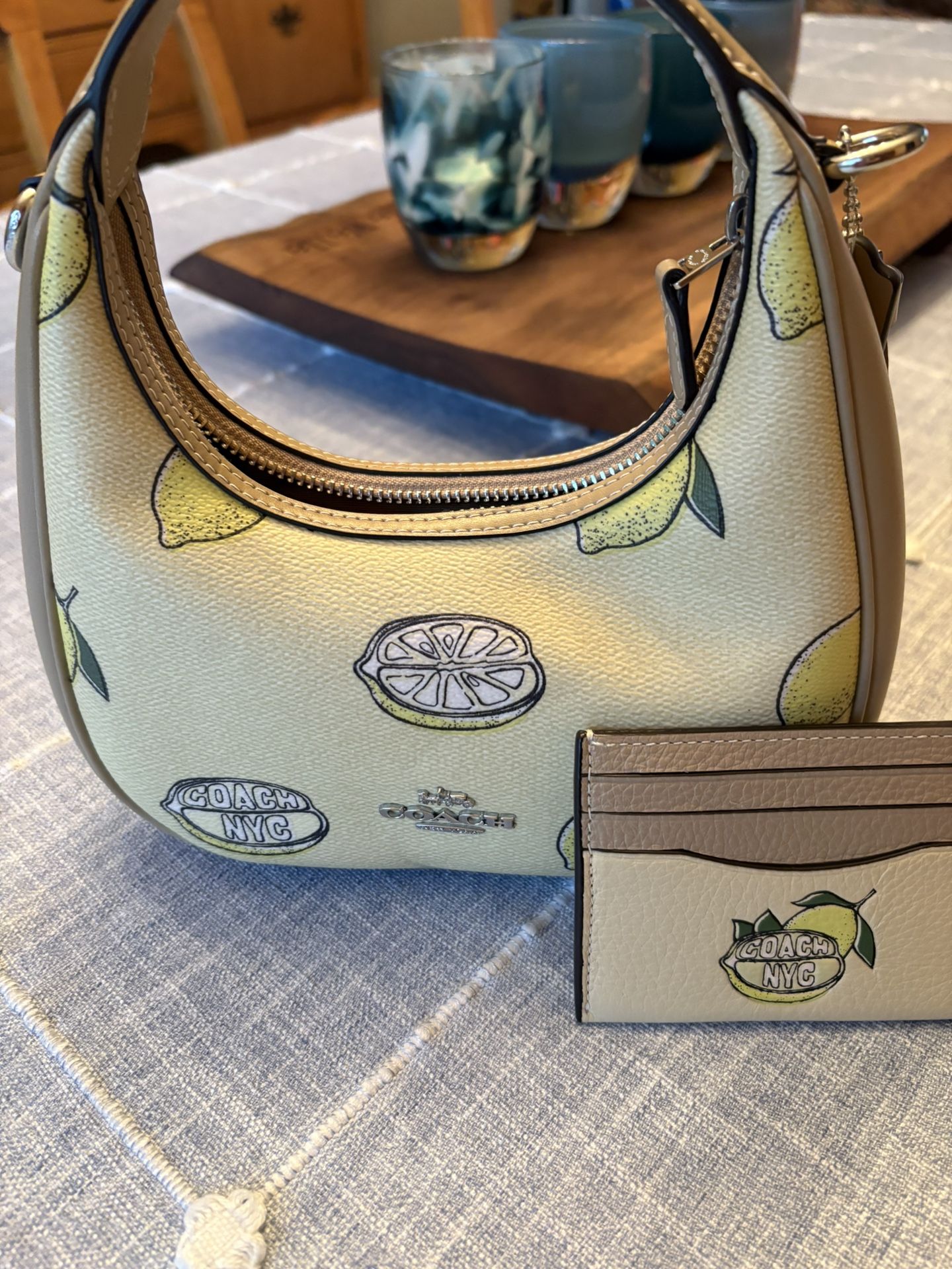 Coach Carmen Mini Crossbody Bag with Lemon Print in the Garden Glade Multi color