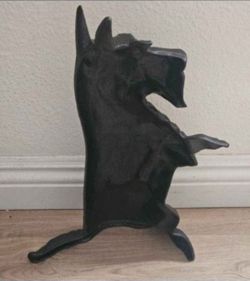 Antique Cast Iron Black Scottie Dog Door Stop - 16”
