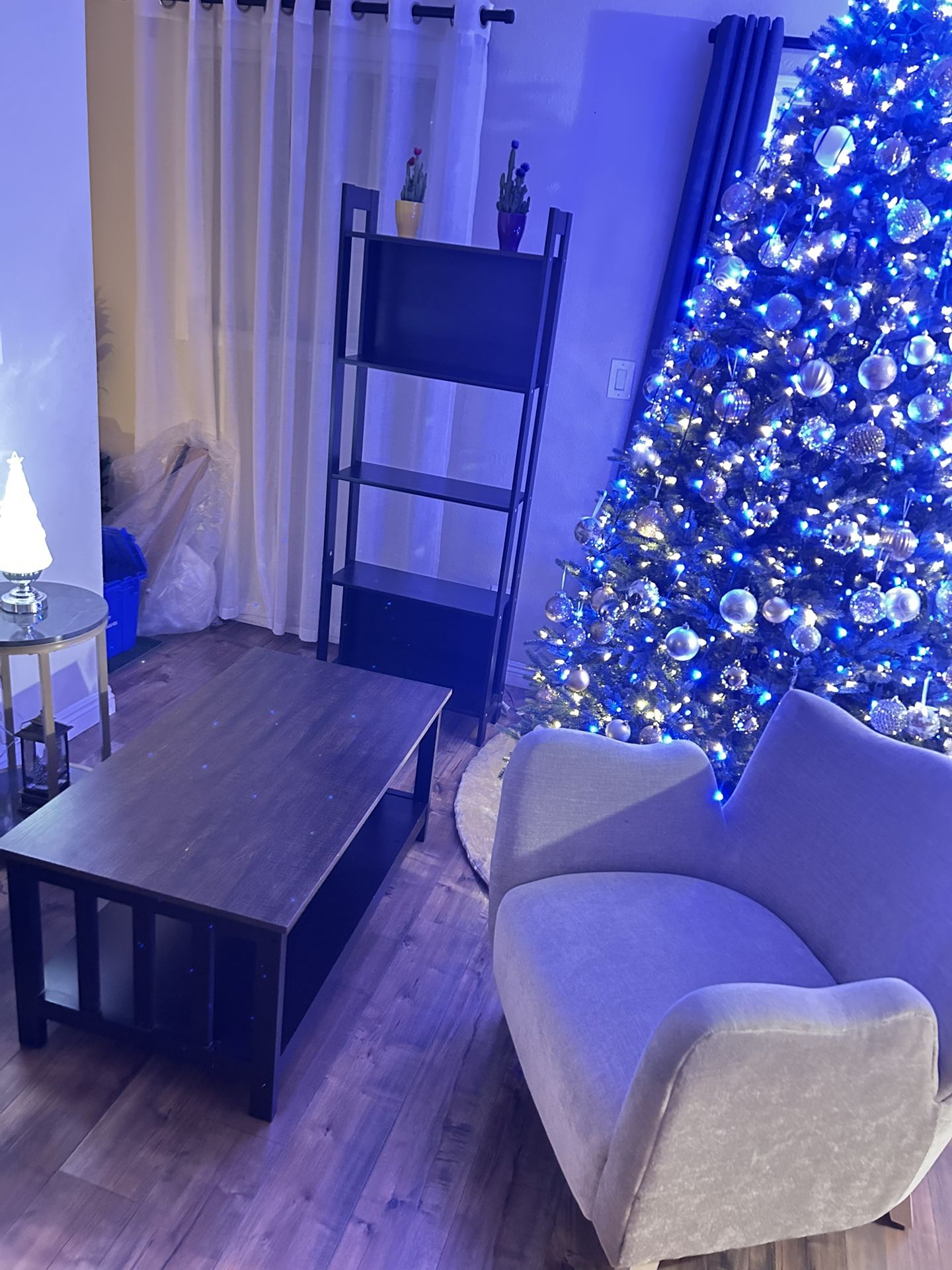 Coffee Table,bookshelf and armchair