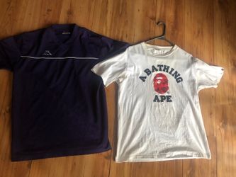 Bape and kappa shirts size large white and purple