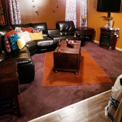 Chocolate Brown Living Rm Set.w/ Trunk  Table Set. Everything Included  on the Picture 