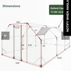 ZNTS 10 ft. x 20 ft. Galvanized Large Metal Walk in Chicken Coop Cage Farm Poultry Run Hutch Hen House W2505P188286