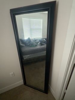 Large Black Full-Length Floor Mirror – has crack at left top mirror