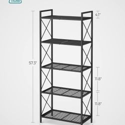 SONGMICS 5-Tier Metal Storage Rack Shelving Unit with X Side Frames Dense Mesh
