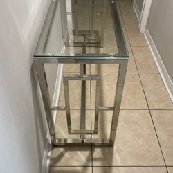 Silver Metal/Glass Console Table
