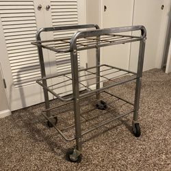 Vintage Mid Century Metal Roller Cart 