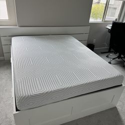 IKEA White Queen Bed Frame, Headboard, All Drawers + Queen Mattress 