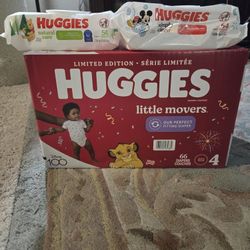 Huggies Diapers SIze 4 & Wipes