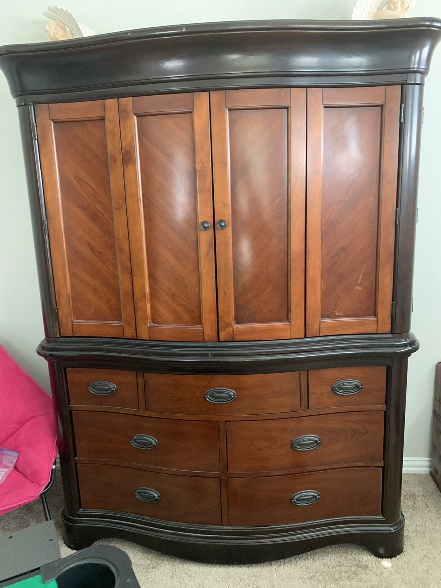 Reduced price-2piece stacked armoire w/chest
