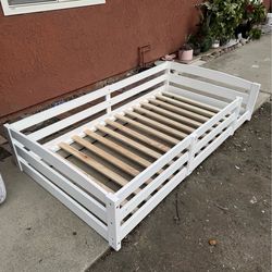 Twin size bed frame and mattress