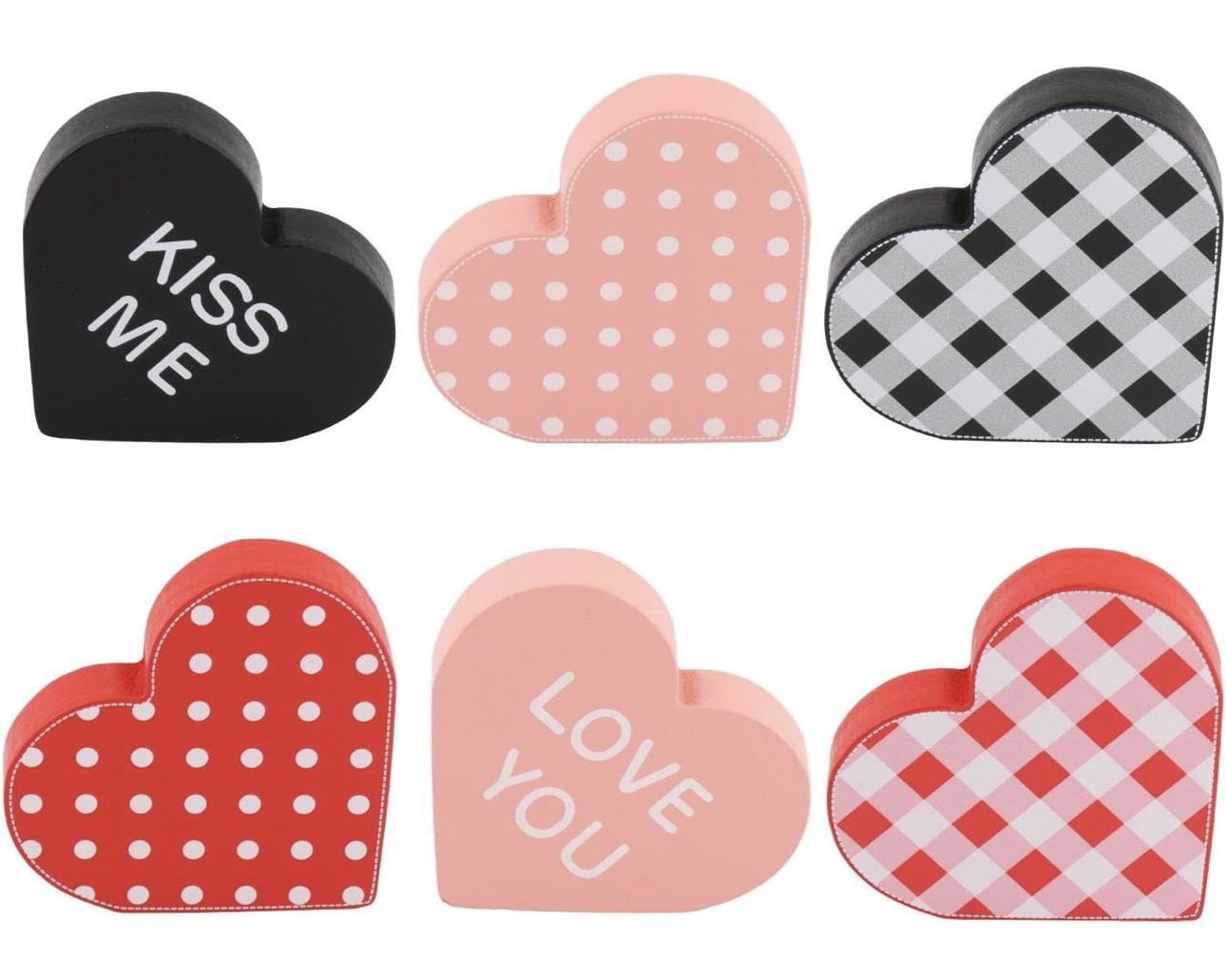 6Pcs Valentines Day Decor Valentine's Day Wood Heart Sign Centerpiece Sticks Valentines Day Confession Love Decor Crafts Letter Table Decorations Cent