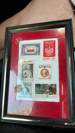 Framed Vintage US Postage Stamp Collection