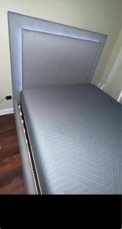 Modern Bed Frame with LED Headboard & Mattress