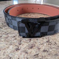 Louis Vuitton LV Initial Black and Grey checkered Belt.