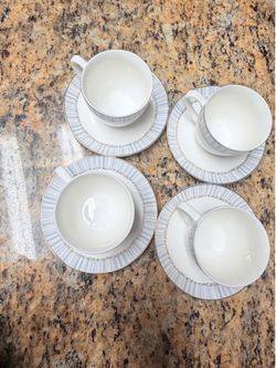 New 8-Piece Porcelain Tea Cup & Saucer Se