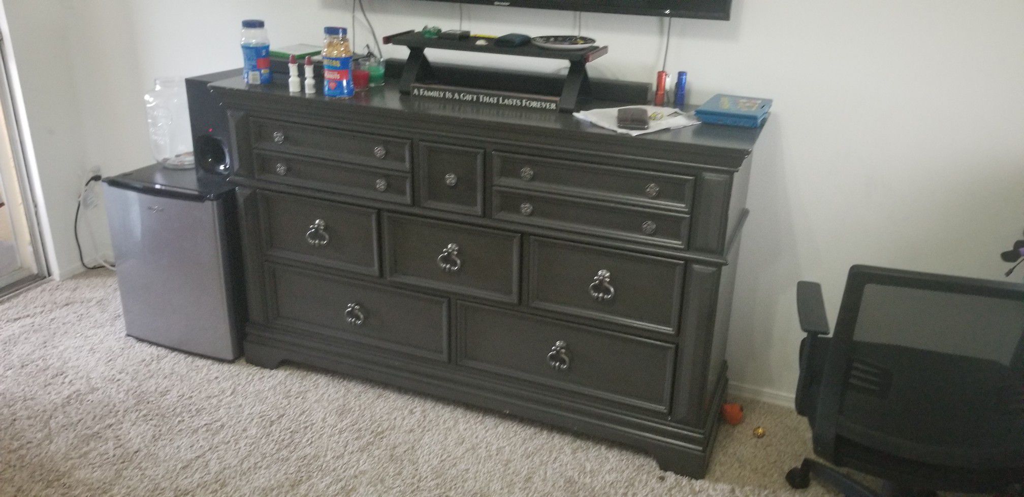 Queen Bed frame and dresser from City Furniture in good condition. Mattress and box spring not included
