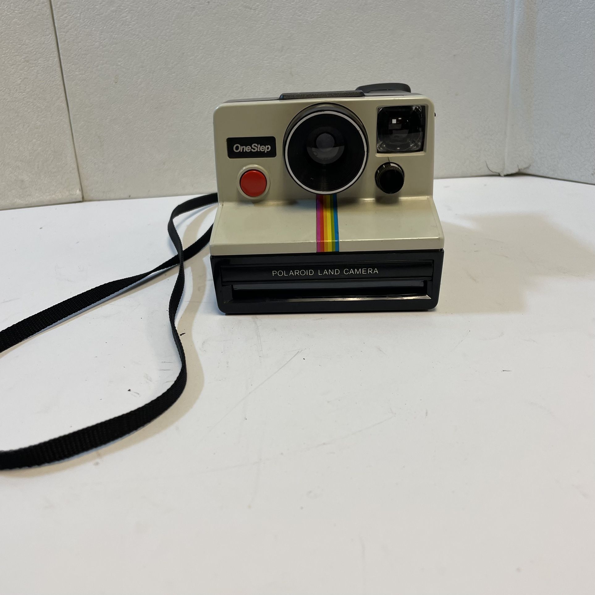 Vintage Polaroid SX-70 OneStep White Rainbow Stripe Instant Camera - TESTED