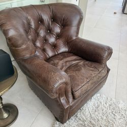Restoration Hardware Churchill club chair in Vintage Cigar leather