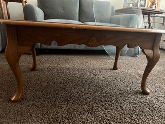 Queen Anne Wood Coffee Table with Glass Top