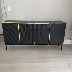 Modern Sideboard Console Table, Kitchen Storage Cabinet W/ Drawers And 4 Doors