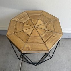 Modern Boho Wood & Metal Accent Table / Nightstand