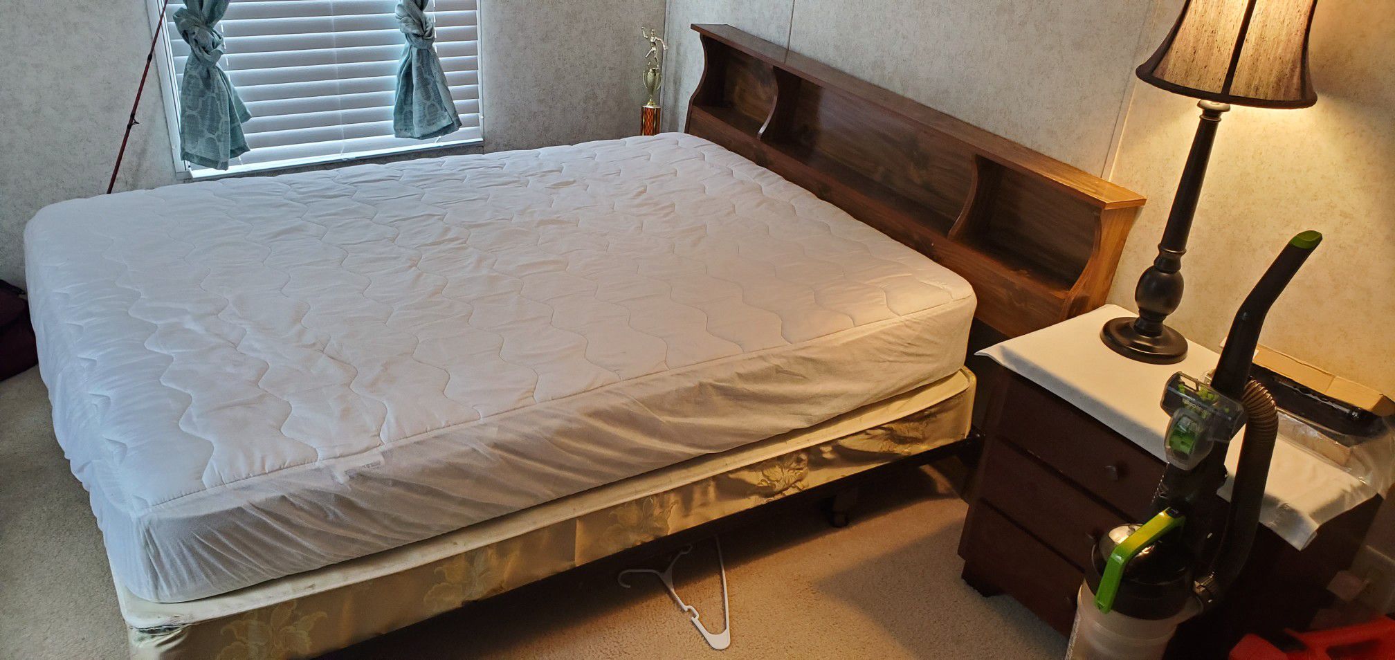 Twin size bed frame, with New pillow Top Mattress and box spring... Small Dresser included