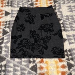 Midi Floral Black Skirt