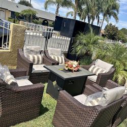 Brand New Patio Outdoor Furniture Set With Fire Pit 