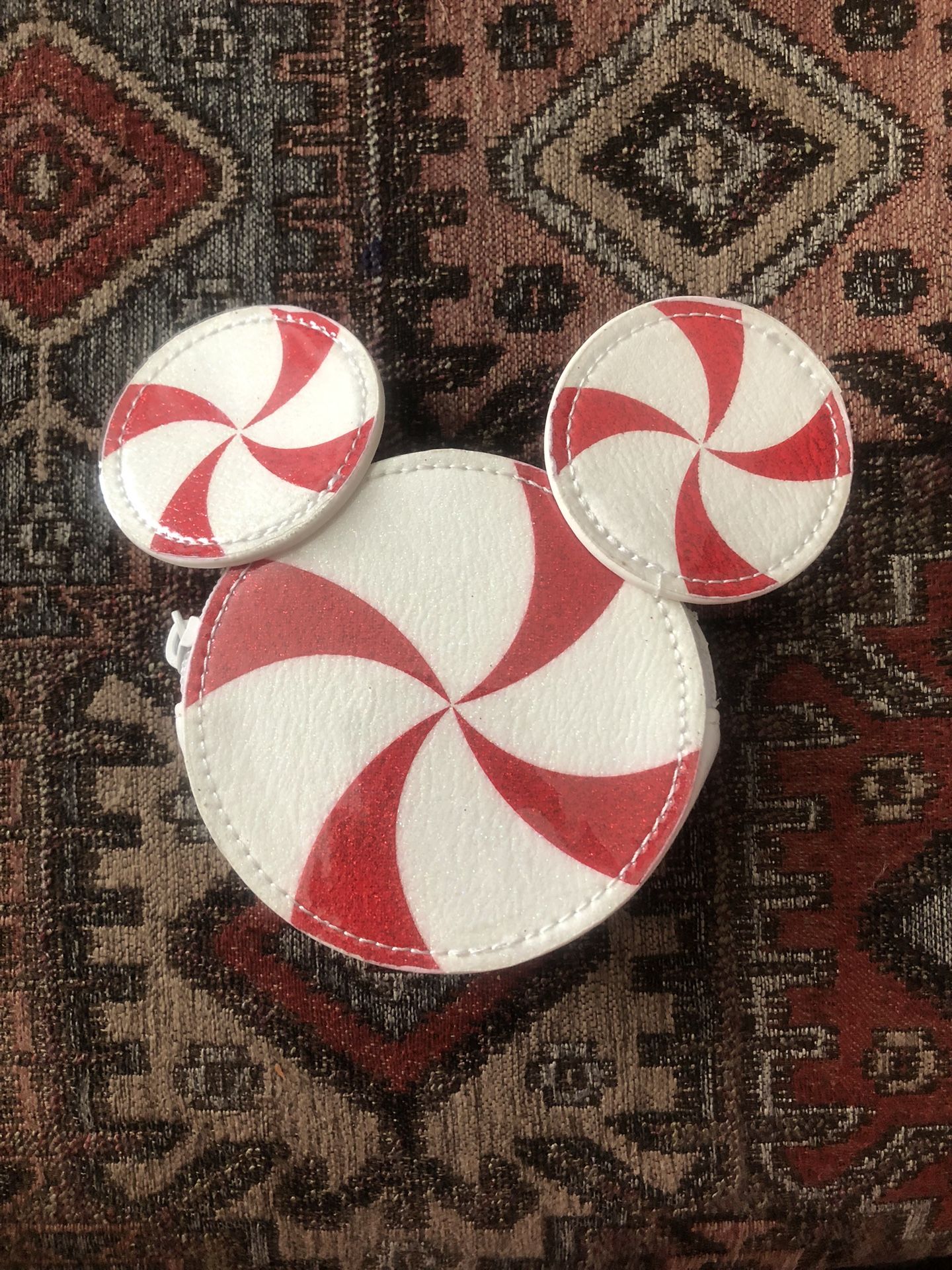 DISNEY PARKS CHRISTMAS HOLIDAY Peppermint Candy Mini Coin Purse Bag
