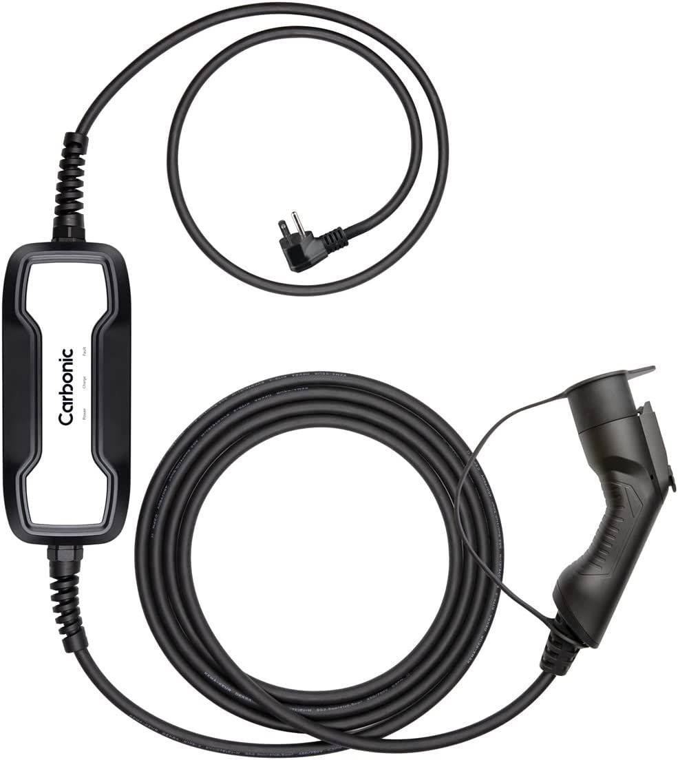 Carbonic 16 AMP Level 1 2 EV Portable Car Charger | Home Charging Station for Electric Vehicle Range | 30 Foot 220V Extension EV Charging Cable with N