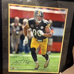 TJ watt Signed 16x20 Framed