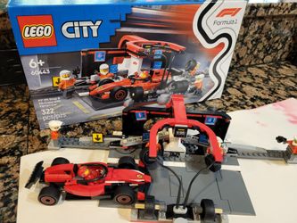 LEGO City F1 Pit Stop & Pit Crew with Ferrari Car Toy -ages 6+