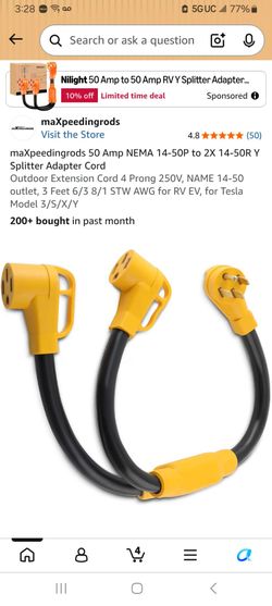 maXpeedingrods 50 Amp NEMA 14-50P Y Splitter Adapter Cord