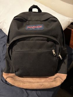 JanSport Black Backpack with Suede Bottom