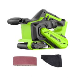 Greenworks 24V Brushless Cordless 3in. x 18in. Belt Sander Kit with Dust Bag and 60 Grit Sandpaper, Tool Only