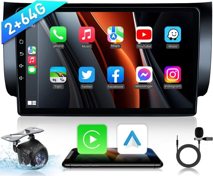 2+64G Car Radio for Nissan Sentra 2013-2017 with Wireless Carplay Android Auto, 10.1" 1280x800 HD Touchscreen Car Stereo with Backup Camera
