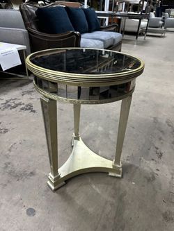 Basset Mirror Company Mirroed Round End Table
