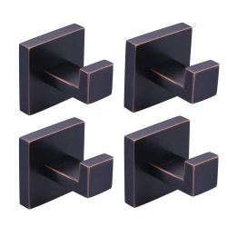 Stainless Steel Single J-Hook Robe/Towel Hook in Oil Rubbed Bronze 4-Pack